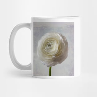 Soft Pastel White Ranunculus Flower Mug